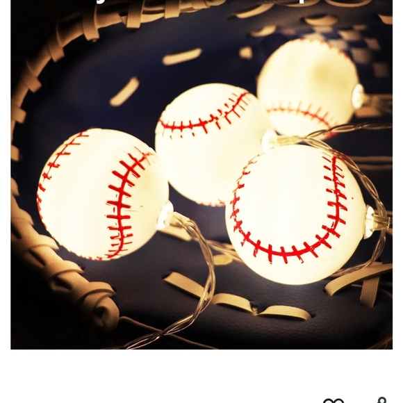 Baseball String Lights - White and Red  9 Funtions Uses 3 AA Batts Not Included - Picture 7 of 9